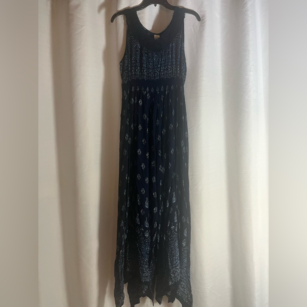 Bila Navy Blue Patterned Maxi Dress